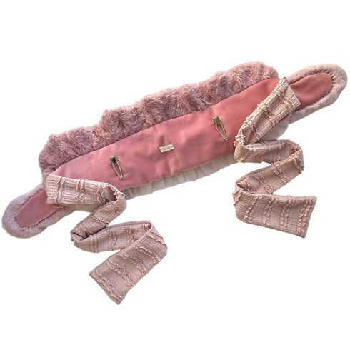 ニットのうさぎヘッドドレス くすみピンク