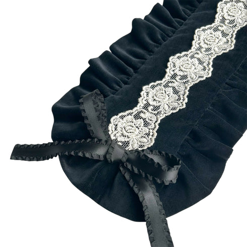 別珍フリルのヘッドドレス ブラック