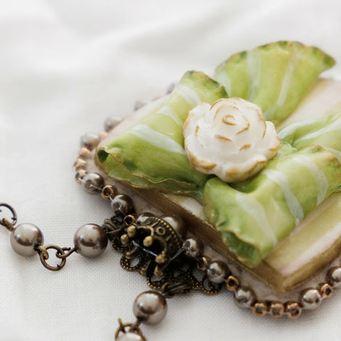 リボンのネックレス/グリーン