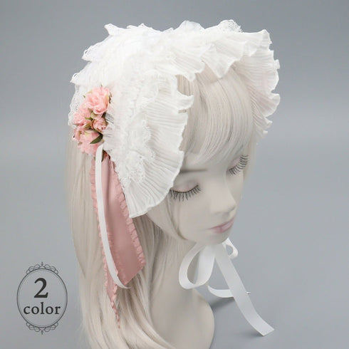 小花とオーバルビジュリボン ヘッドドレス Lolitails+