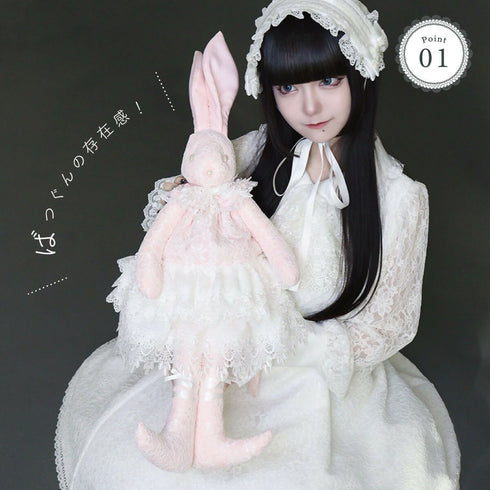 LALUICE うさぎリュック ロリータ ロリィタ リュック レース ぬいぐるみ ブラック ホワイト ピンク 【LALUICE公式】