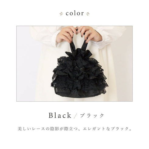 巾着バッグ ポシェット ショルダー かわいい おしゃれ 巾着 財布 レース フリル 2way ミニバッグ 巾着バッグ 斜めがけ 肩掛け かばん