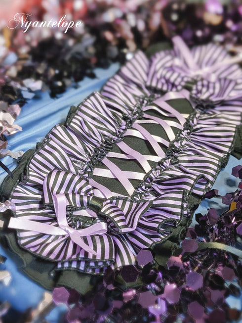 【GLM13】ストライプヘッドドレス(パープル) ゴスロリ ロリータ ロリィタ ハロウィン