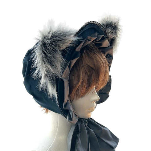 猫のボンネット くすみブルー