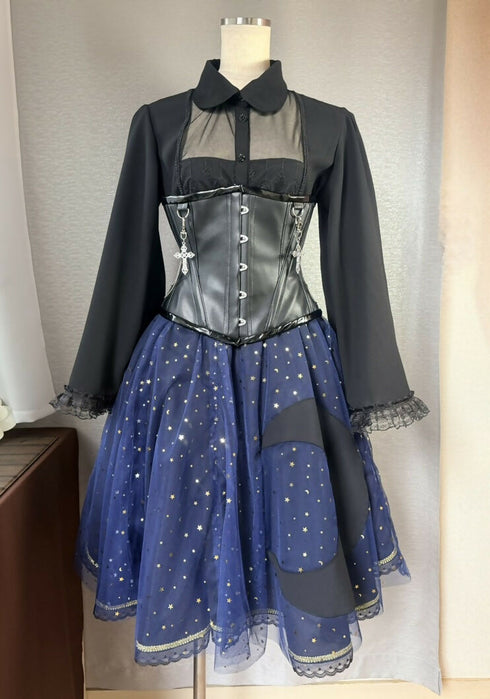 みかづきのスカート 膝丈 夜の月
