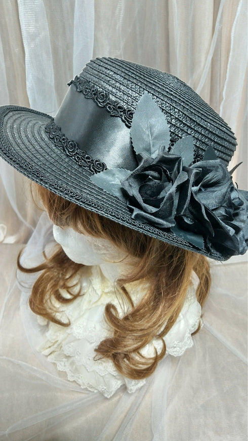 黒薔薇Simpleストローハット