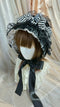 Stripe ribbon all lace bonnet black × white