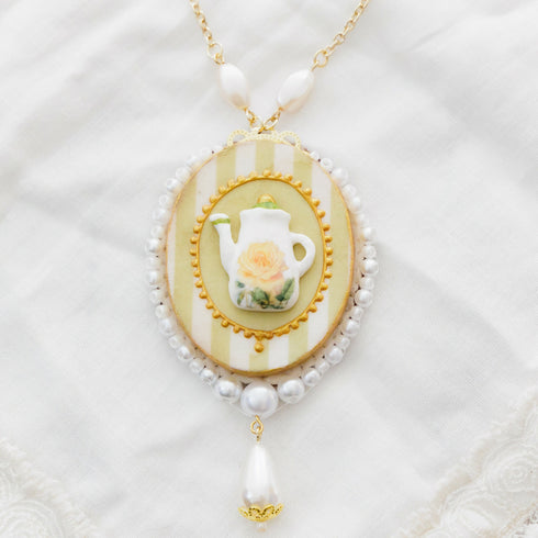 ティーポットのネックレス/緑