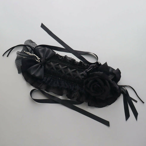 ブラックローズ リボン&チュール ヘッドドレス Lolitails+