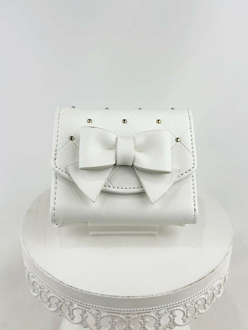 きらめき☆りぼんがま口折財布 LL-1036 【ブラック ホワイト】