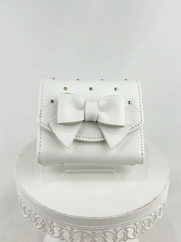 Sparkling☆Ribbon Clasp Fold Wallet LL-1036 【Black White】