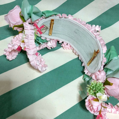 グリーンリボンの薔薇ヘッドドレス