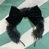 ファーリボンカチューシャ(黒×黒リボン)