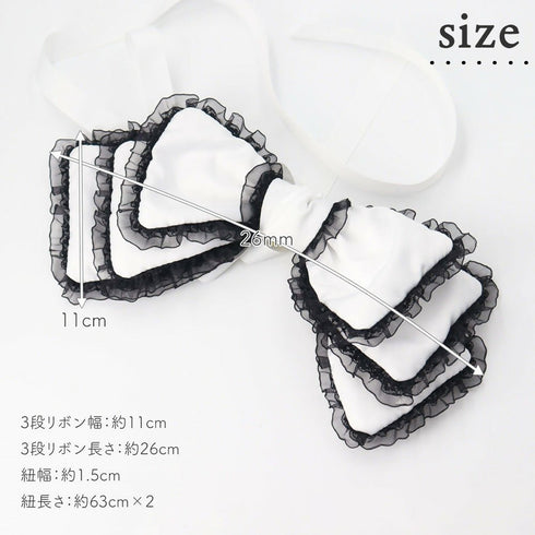 3段リボン ヘッドドレス レースミルフィーユリボン Lace millefeuille Ribbon Lolitails+