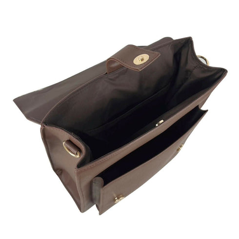 縦型サッチェルバッグ TL-5584 【ブラック キャメル ブラウン】