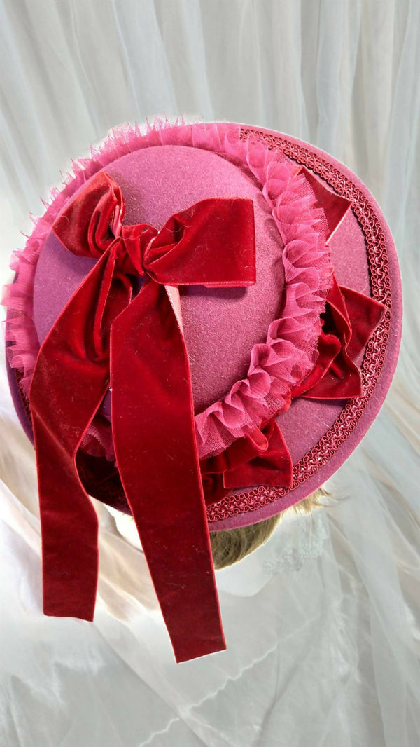ボルドーリボンフェルトハット