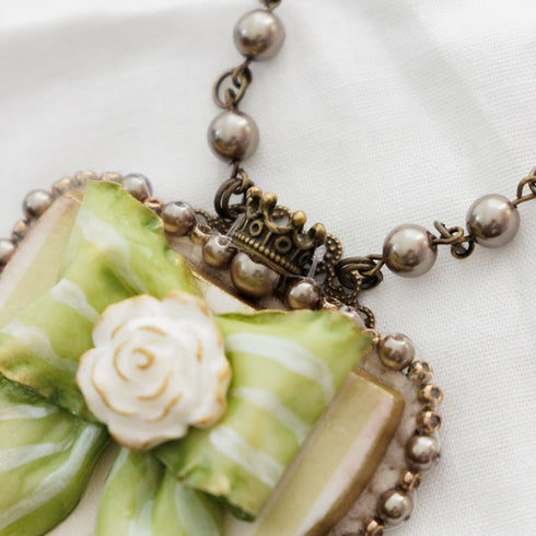 リボンのネックレス/グリーン