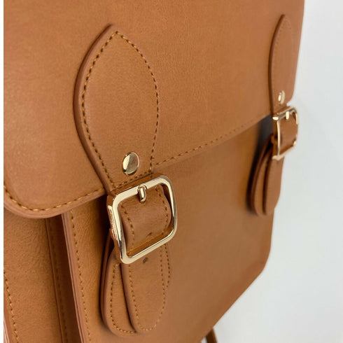 縦型サッチェルバッグ TL-5584 【ブラック キャメル ブラウン】