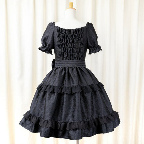 Noir Rose Jacquard Dress(Blk)