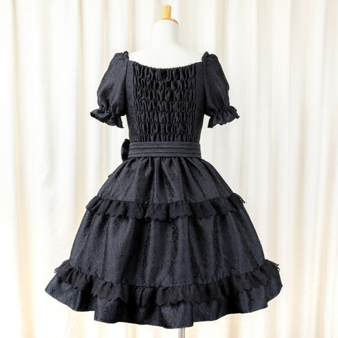 Noir Rose Jacquard Dress(Blk)