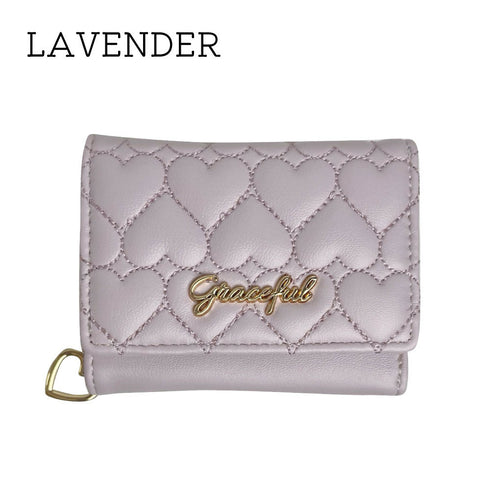 ハートを運んで折財布 LL-1012 【ブラック ベージュ ラベンダー】
