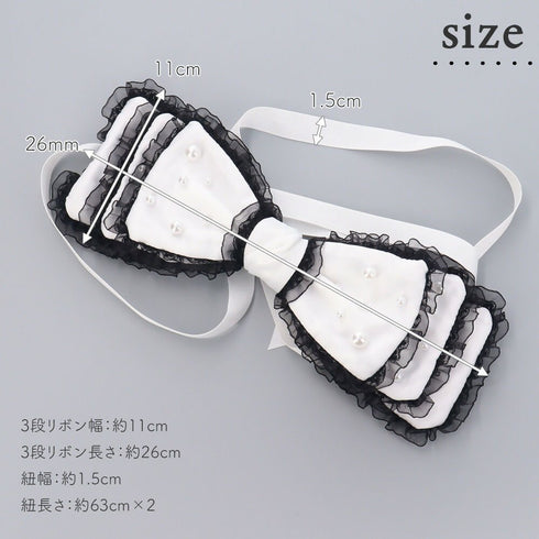 3段リボン ヘッドドレス レースミルフィーユリボン Sweet Pearl Ribbon Lolitails+