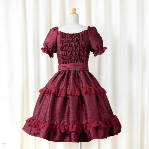 Noir Rose Jacquard Dress(ボルドー)