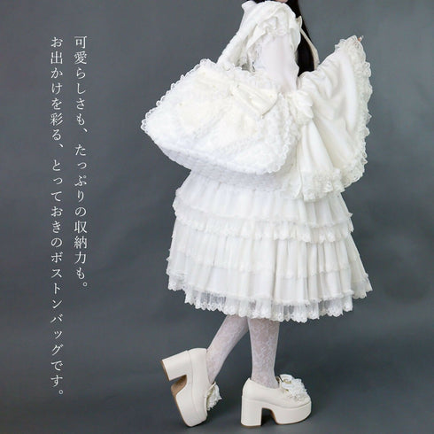 リボンファーボストンバッグL