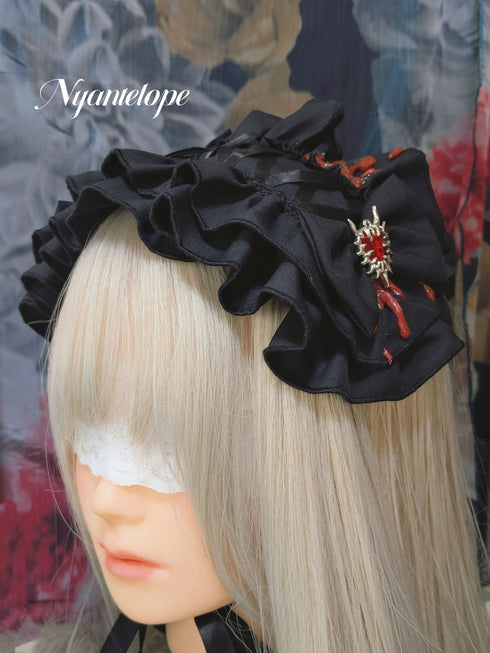 【GLM15】滴るヘッドドレス(ブラック、ホワイト) ゴスロリ ロリータ ロリィタ ハロウィン