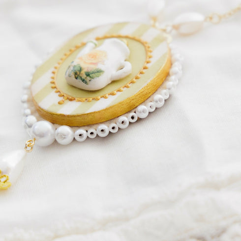 ティーポットのネックレス/緑