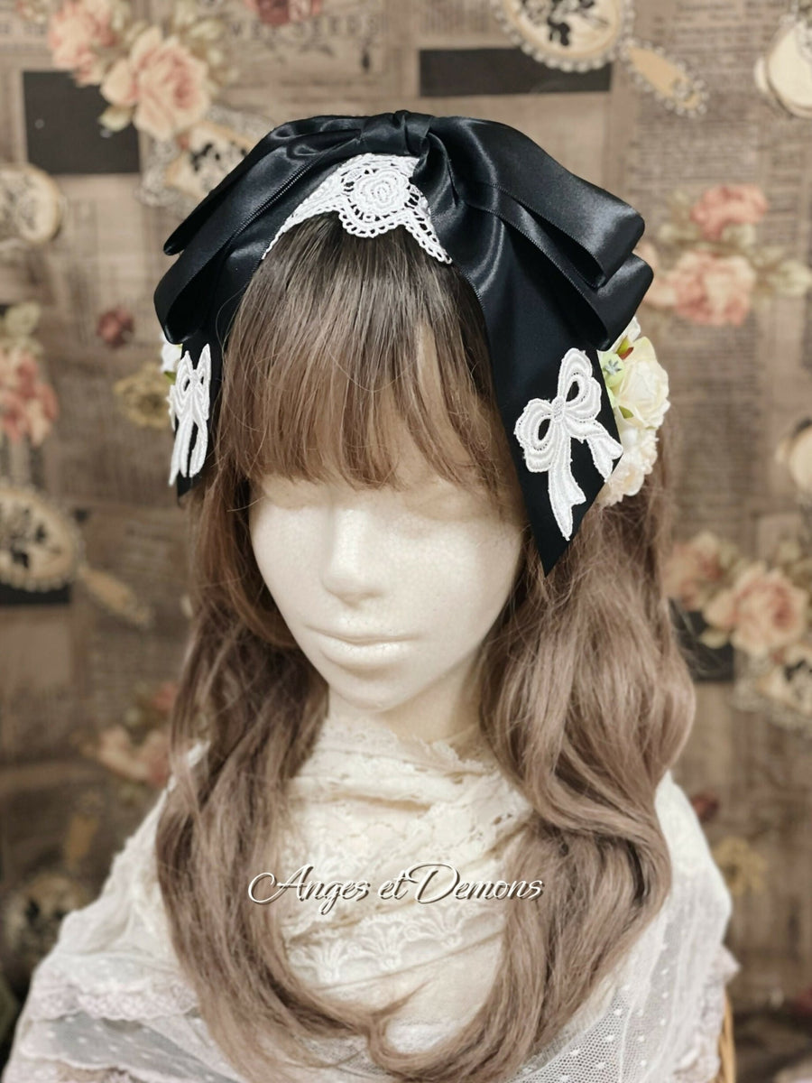 ミニローズリボンカチューシャ(黒) – Gothic and Lolita Mall