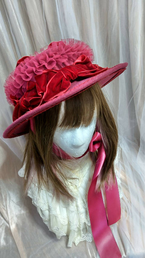 ボルドーリボンフェルトハット