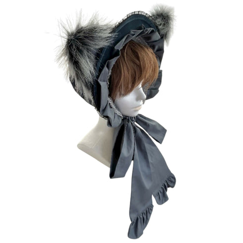 猫のボンネット くすみブルー