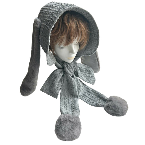 ニットのうさぎヘッドドレス ライトグレー