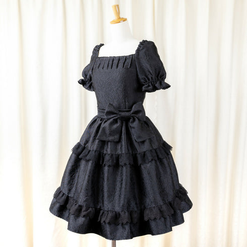 Noir Rose Jacquard Dress(Blk)