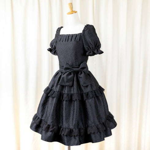 Noir Rose Jacquard Dress(Blk)