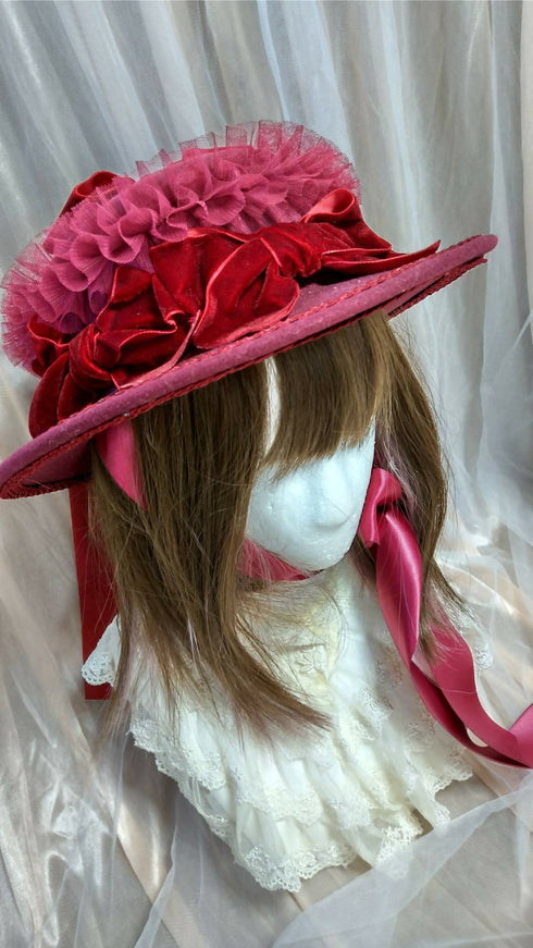 ボルドーリボンフェルトハット