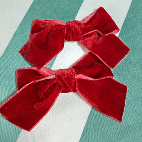 2個セットベロアリボンクリップボルドー