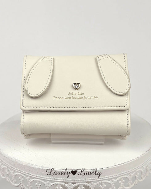 可愛い女の子、素敵な一日を過ごしてね!がま口折財布 LL-1017 【ブラック アイボリー】