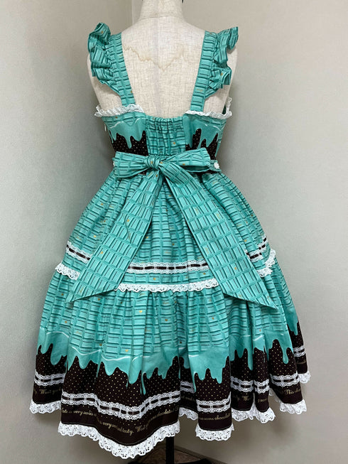 チョコミントJSK・リボンヘアクリップ付き(バラ売り不可)