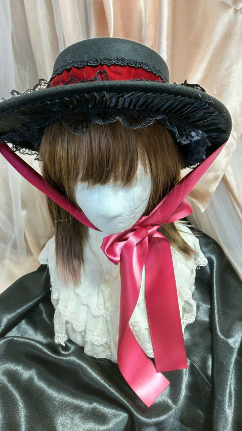 薔薇フリルフェルトハット