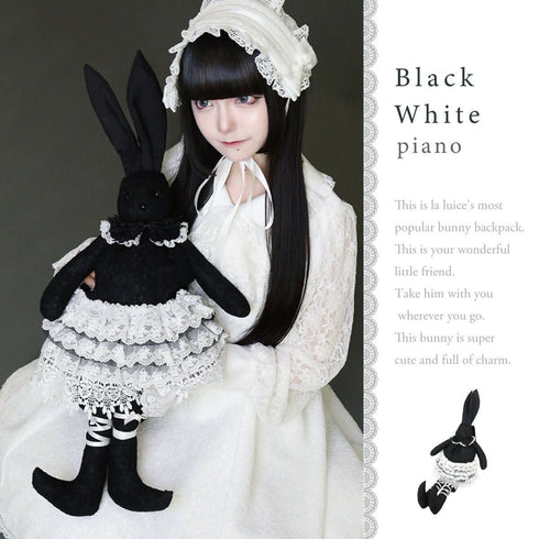 LALUICE うさぎリュック ロリータ ロリィタ リュック レース ぬいぐるみ ブラック ホワイト ピンク 【LALUICE公式】