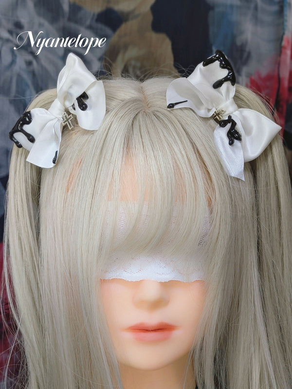 【GLM13】Dripping Ribbon Clip (Black, White, Red) Gothic Lolita Lolita Lolita Halloween