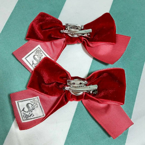 ベロアリボンクリップ2個セットボルドー