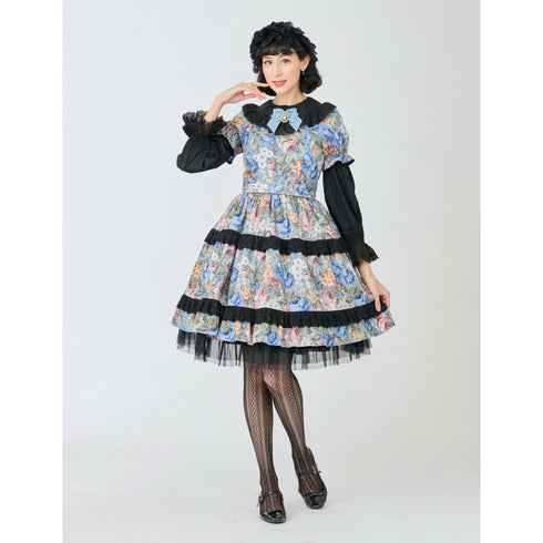 【ご予約商品】Antique Bloom Dressワンピース(ブルーローズ)