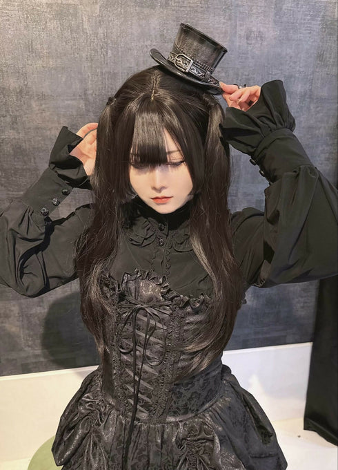 【即納】ツギハギミニハットカチューシャ【グレー】