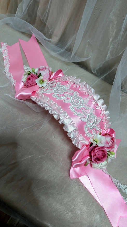 ピンク×ピンク薔薇リボンヘッドドレス