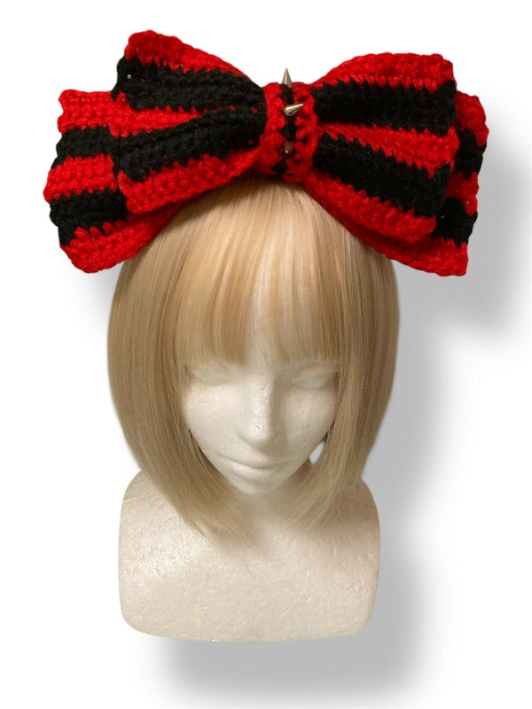 【BABY Sanctuary× s'habillerコラボ商品】血塗れの眼球赤黒ニットBIGリボンver.センタースタッズ