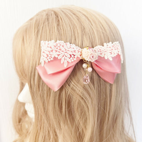 薔薇のリボンヘアクリップ