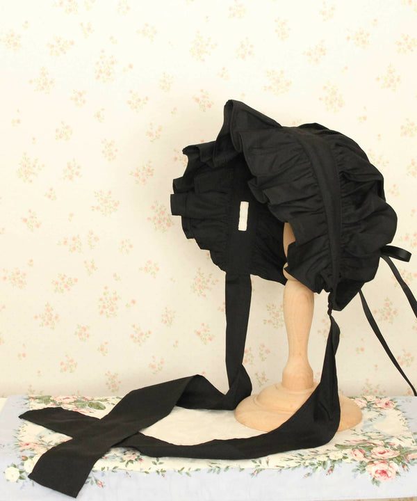 後リボンフルボンネットGoth editionブラック